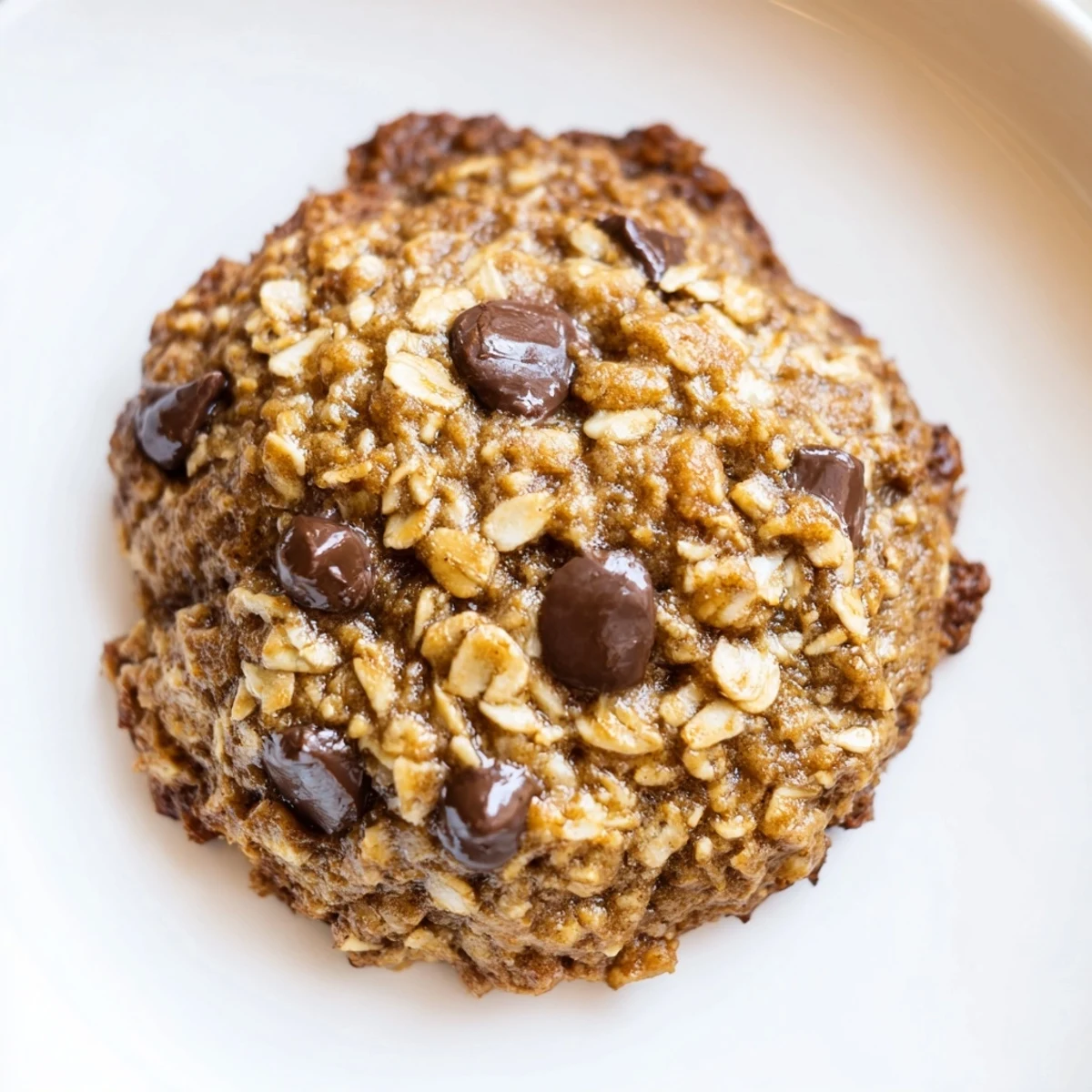 Golden and bubbly Oat-Banana Chocolate Chip Cookies, fresh from the oven, temptingly delicious.