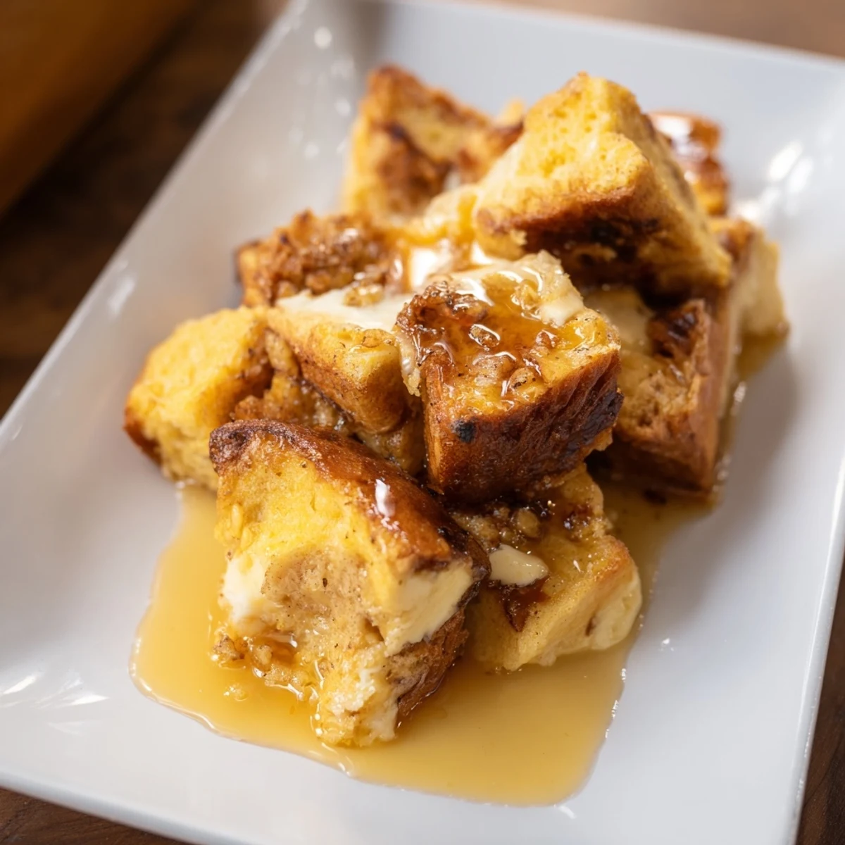 Golden-brown French Toast Bake, a perfect breakfast casserole with cinnamon-infused custard and warm bread.