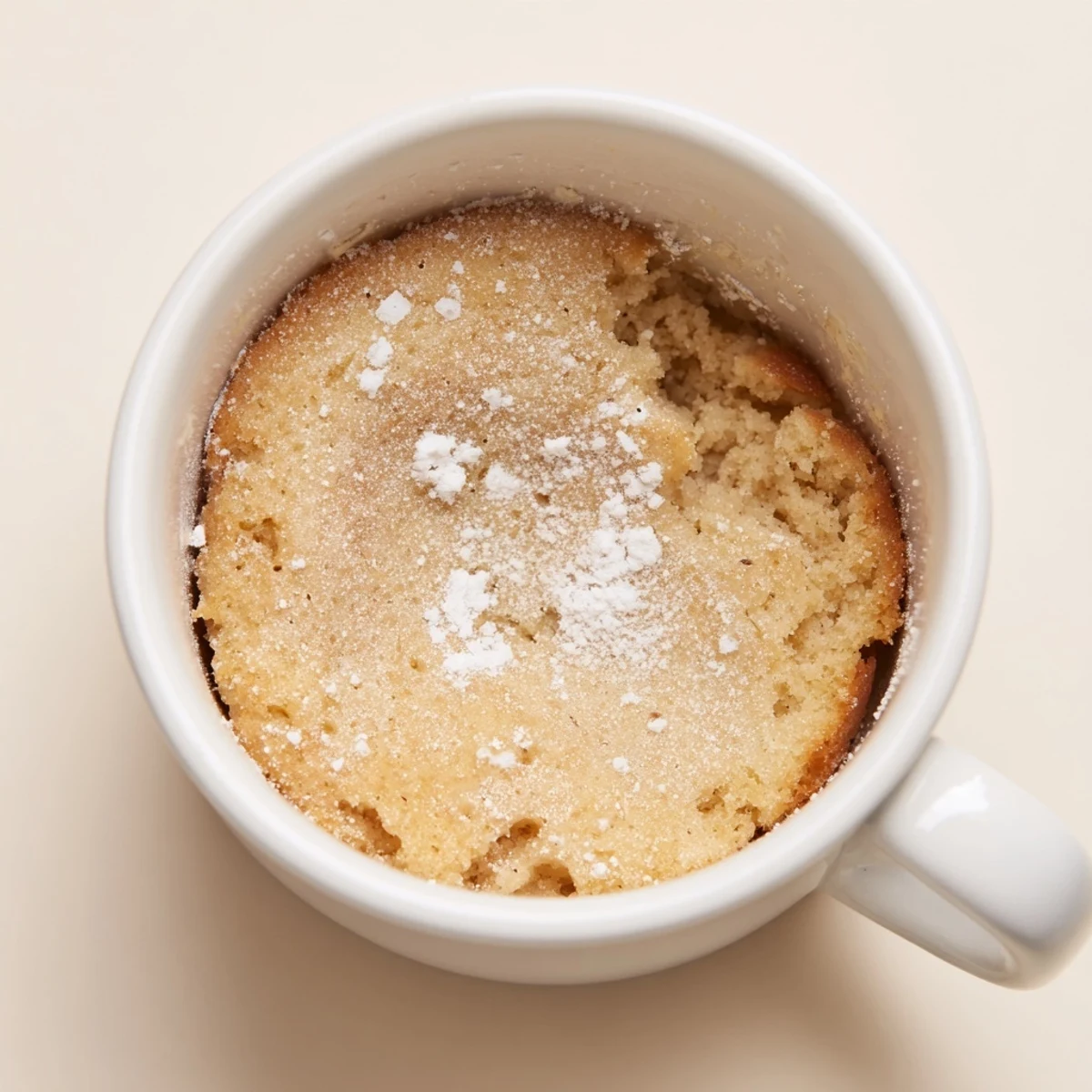 Enjoy a quick treat: a simple microwave mug cake, soft and ready for a tasty dessert.