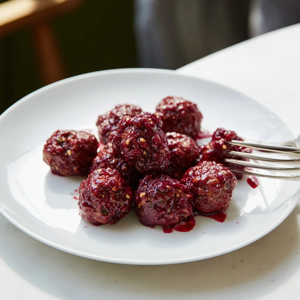 Tender cherry-glazed meatballs glistening with a gorgeous, sweet glaze; perfect party appetizers.