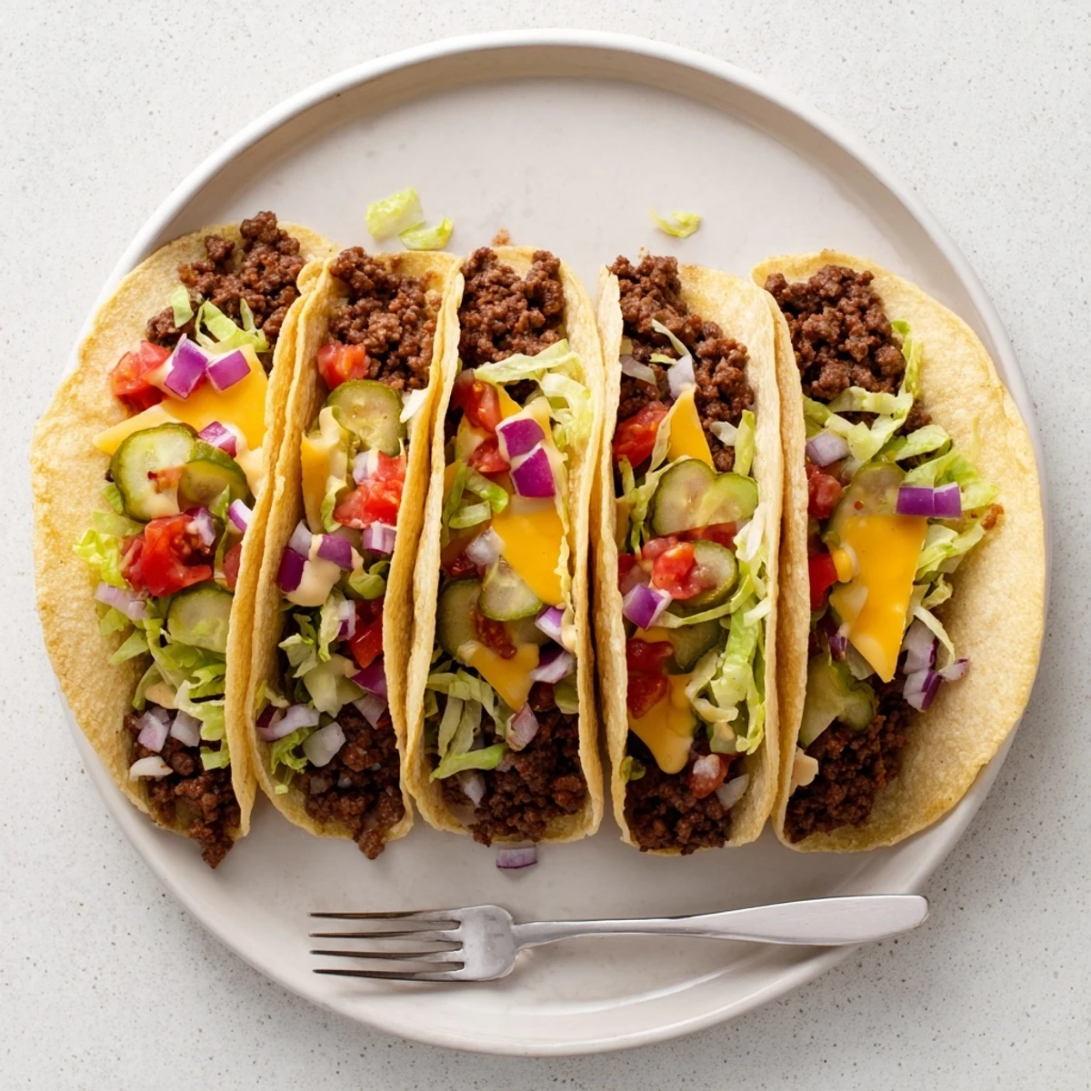 Golden-brown Viral Cheeseburger Tacos sizzling in a pan, filled with melted cheese and beef.