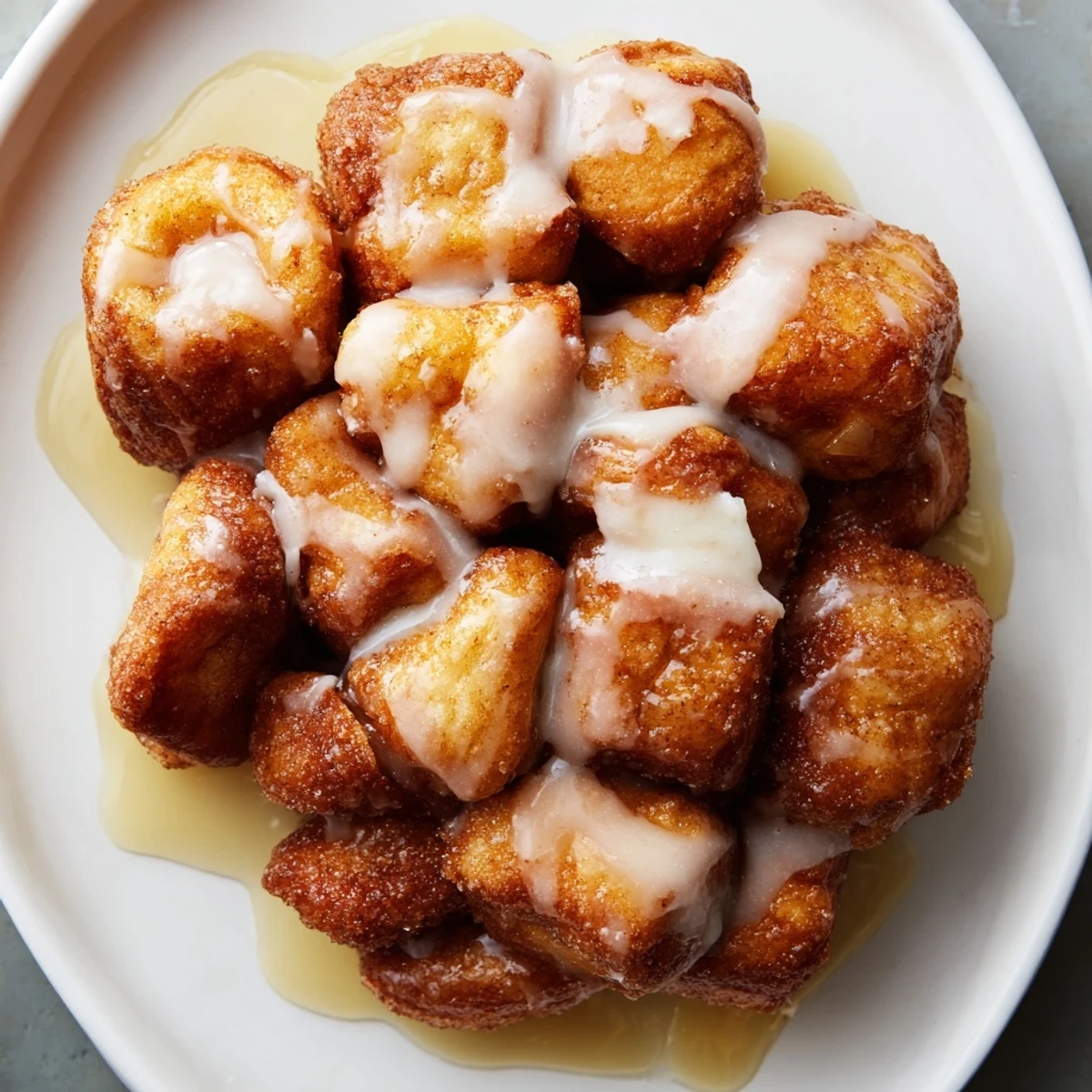 Warm, golden-brown Easy Christmas Morning Monkey Bread ready to share, with glistening glaze and cinnamon aroma.