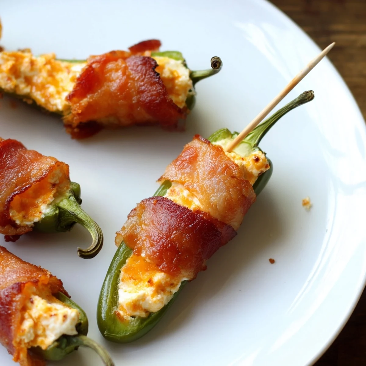 Golden-brown, crispy bacon wraps around cheesy Express Holiday Jalapeño Poppers, ready to devour!