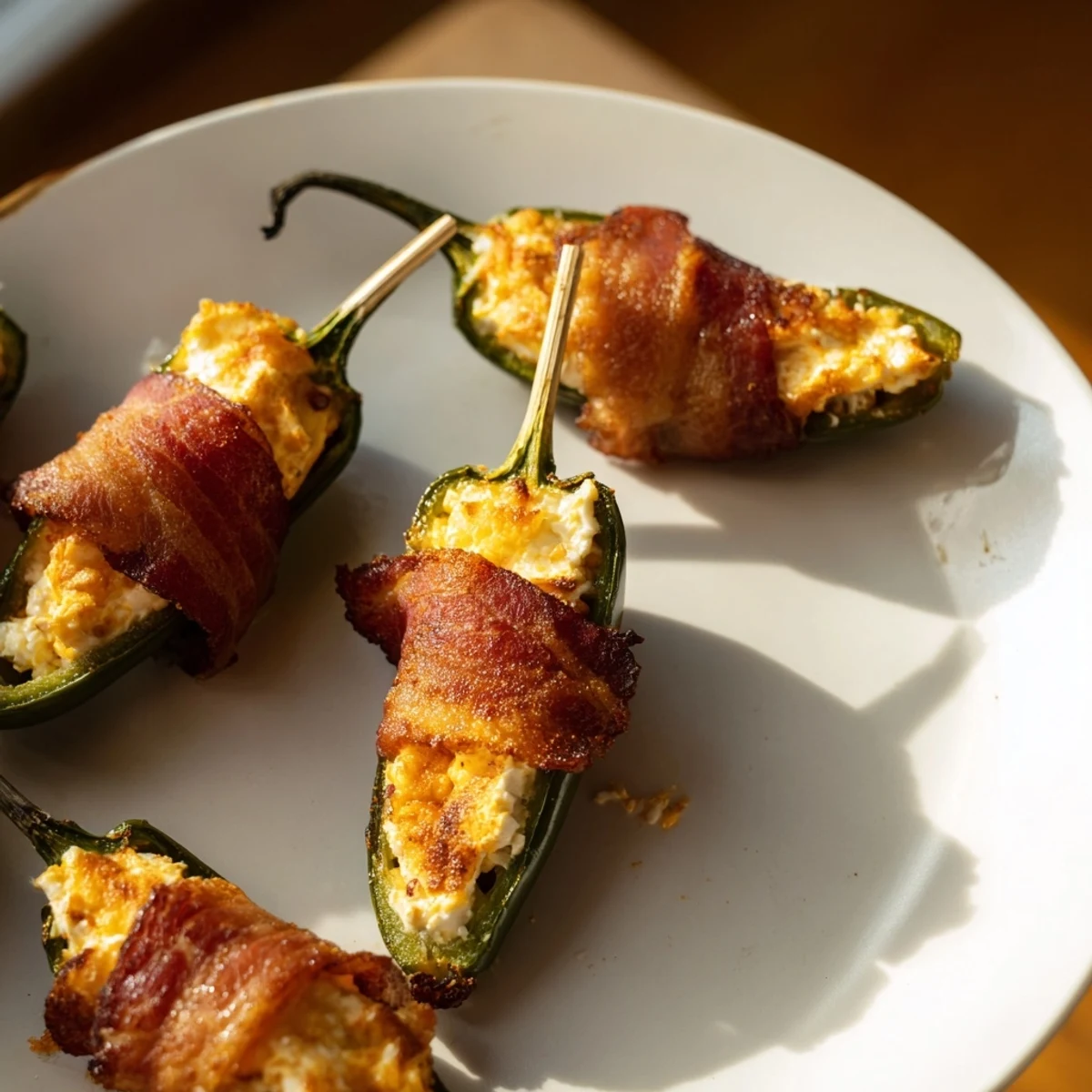 Perfect holiday appetizer: freshly baked Express Holiday Jalapeño Poppers with bubbly cheese and savory bacon.