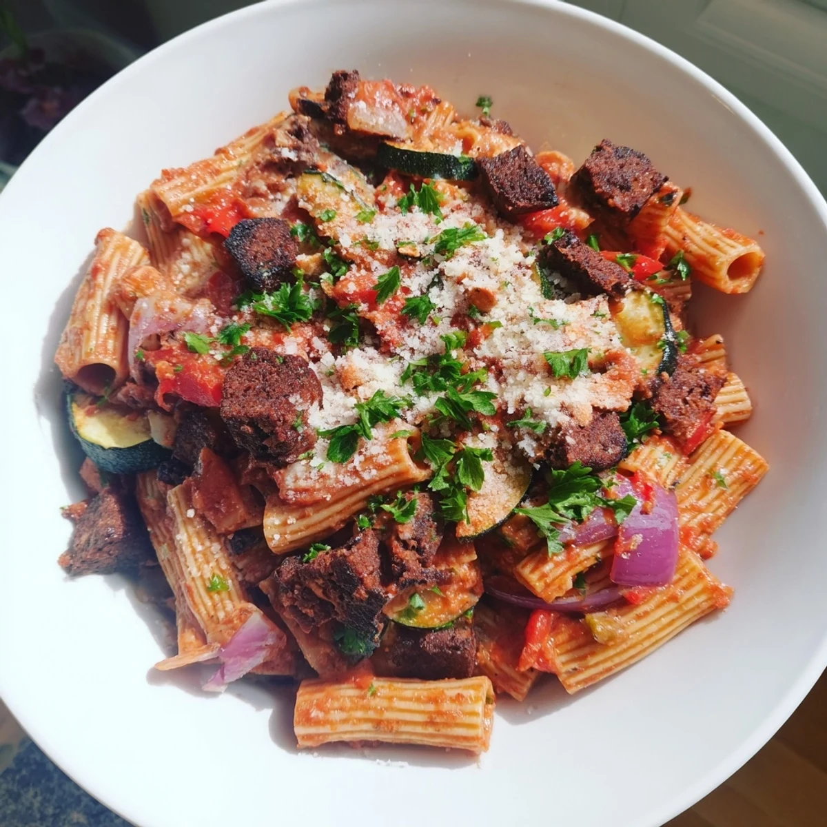 Spicy Vegan Chorizo Pasta