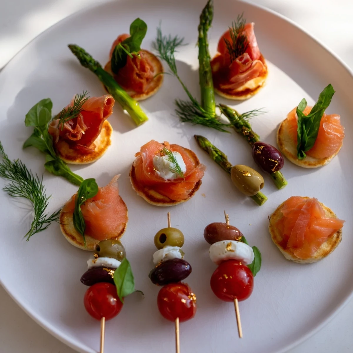 A Happy New Year 2026 platter shows elegant appetizers and sweets, perfect for a festive celebration.