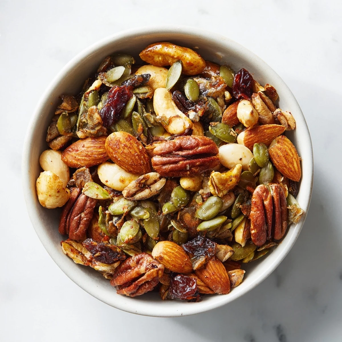 Golden-brown Nutty Nosh Squirrel Snack Mix in a wooden bowl, ready for a delicious treat.