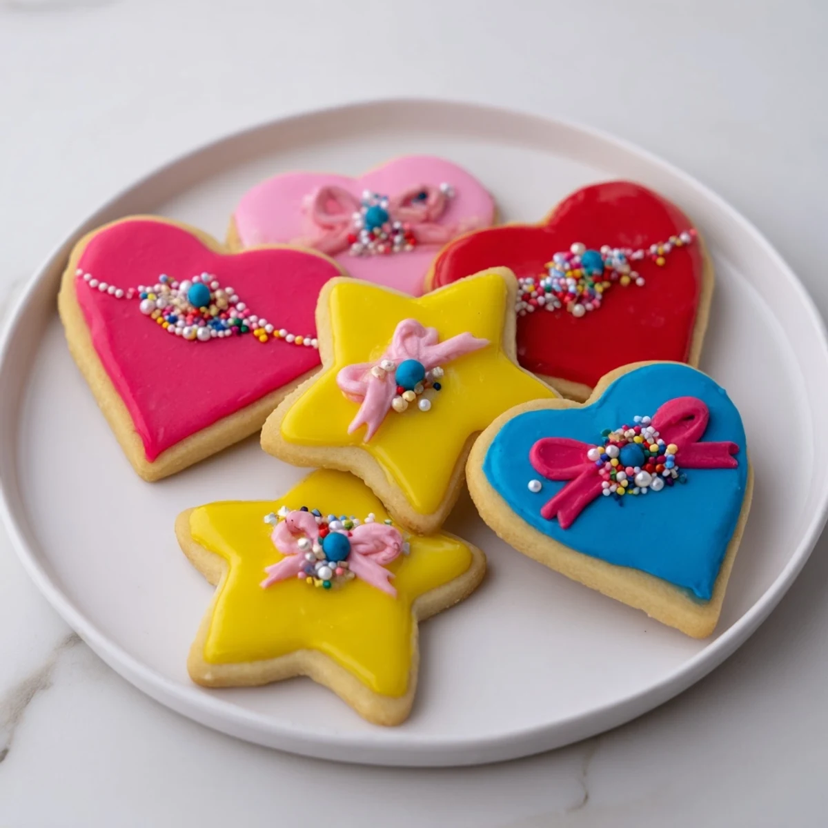 Pretty Bows Heart Star Cookies
