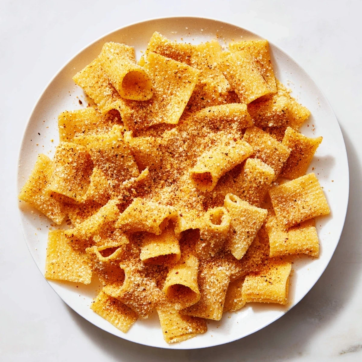 Crispy golden Crunchy Parmesan Pasta Chips ready to snack on, a delicious appetizer.