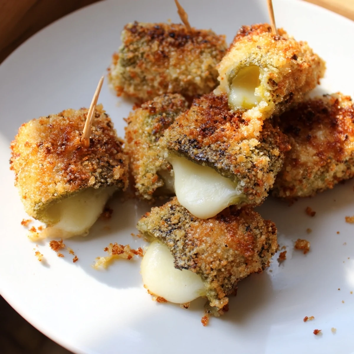 Golden, crispy Crispy Chickle Bites ready to be dunked in creamy, cool ranch dressing.