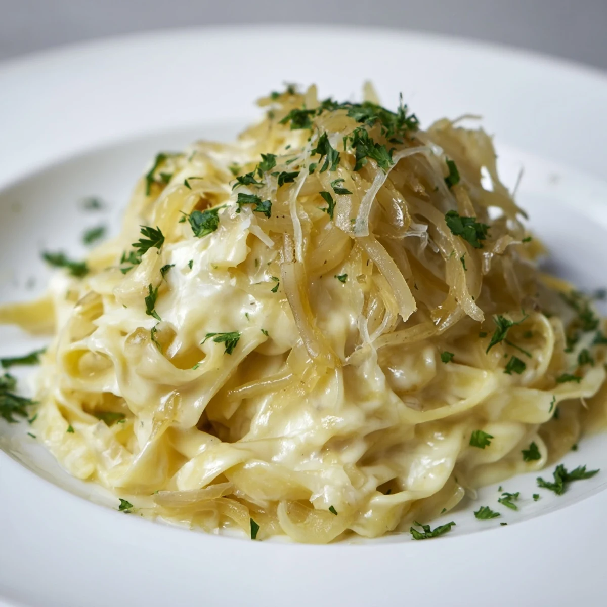 One-Pot French Onion Pasta, featuring melty Gruyère and perfectly caramelized onions, ready to serve.