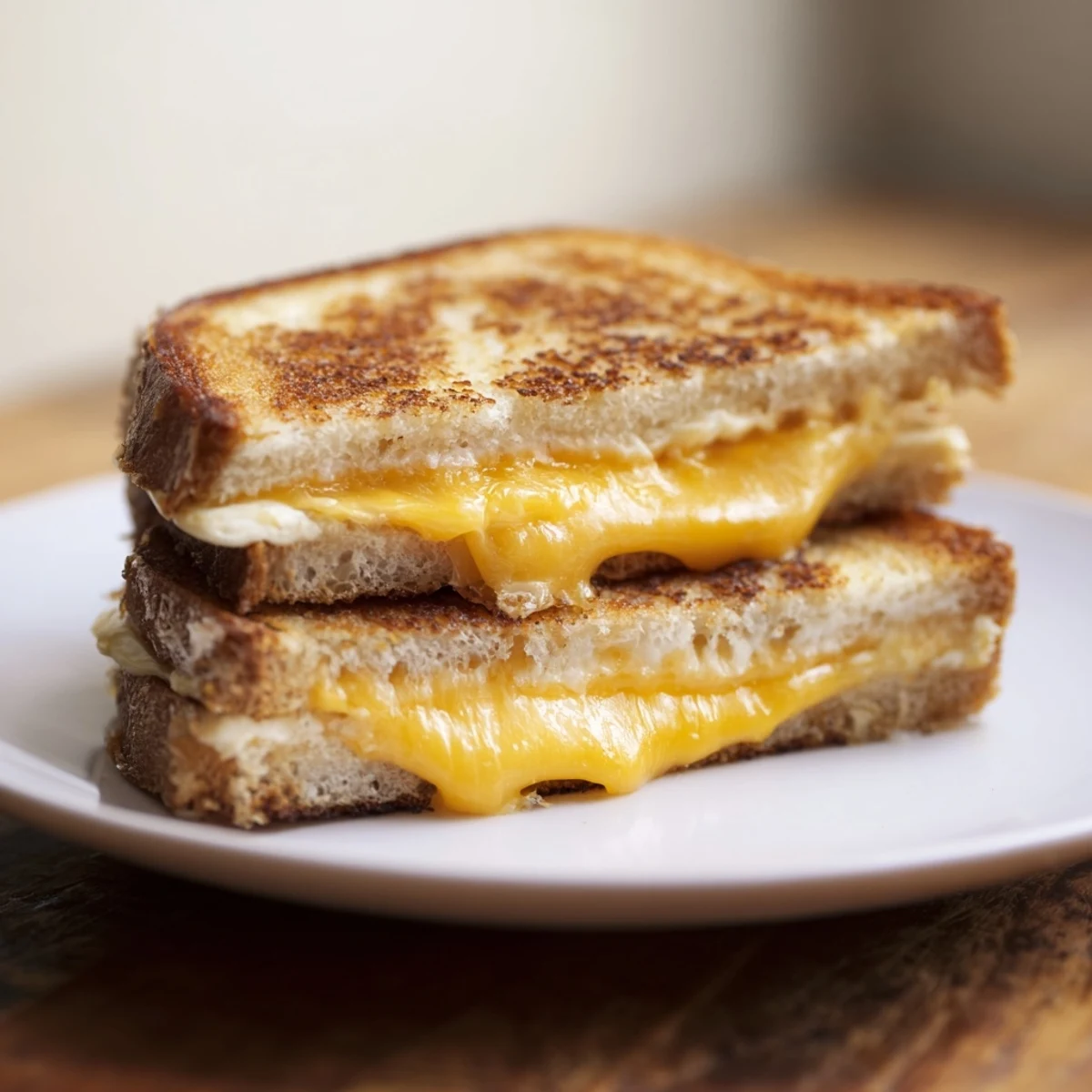 A perfectly toasted Mayo Grilled Cheese with a creamy cheese center, served with warm tomato soup.