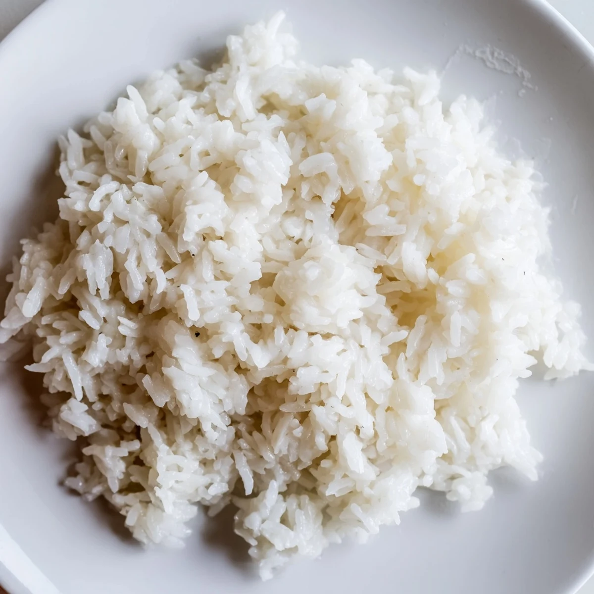 Fluffy Coconut Jasmine Rice, steaming hot, served alongside vibrant green Thai curry.