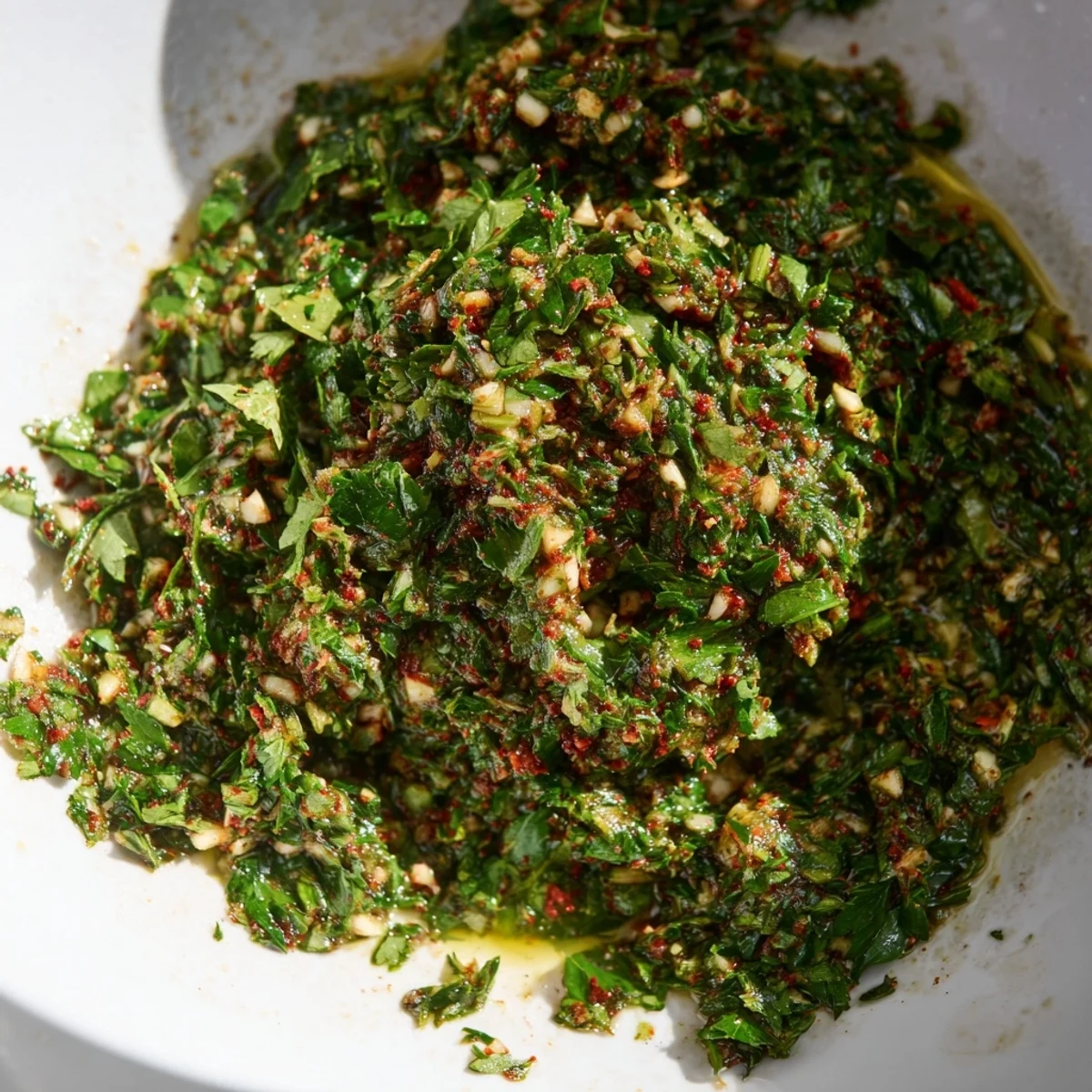 Vibrant Moroccan Chermoula Marinade with fresh herbs and spices ready to infuse fish with delicious flavor.