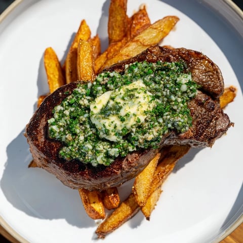 Sizzling Steakhouse Garlic Butter Steak & Fries, beautifully seared and topped with melting, herb-infused garlic butter.