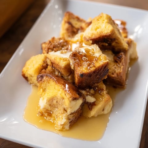 Golden-brown French Toast Bake, a perfect breakfast casserole with cinnamon-infused custard and warm bread.