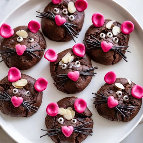 Fudgy Silly Rat Cake Brownie Bites, decorated with white chocolate, look irresistible and fun for dessert.