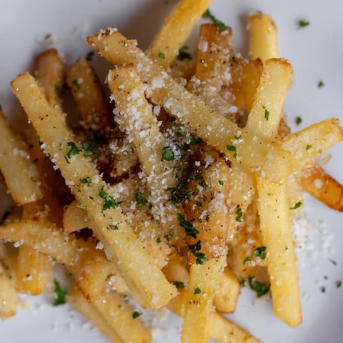 Golden-brown Truffle Parmesan Fries tossed in aromatic truffle oil and topped with freshly grated Parmesan and parsley.  