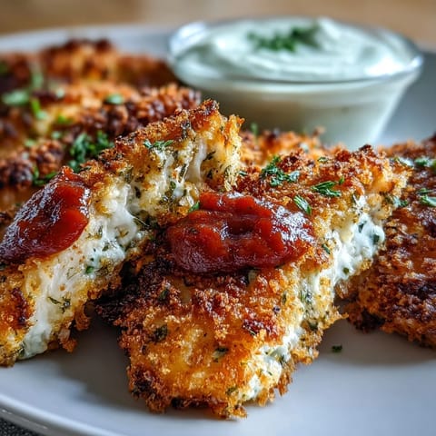Freshly baked Crispy Baked Chicken Parmesan Fries arranged in a rustic basket with creamy ranch and zesty marinara dipping sauces on the side.