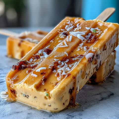 Bright and tangy Mango Greek Yogurt Popsicles with zesty lime and coconut, perfect for a healthy frozen snack.