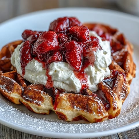 Strawberry Heart Waffles Delight
