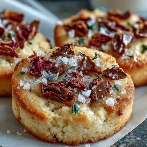 Buttery shortbread cookies decorated with edible flowers, perfect for elegant Mothers Day gifting.  