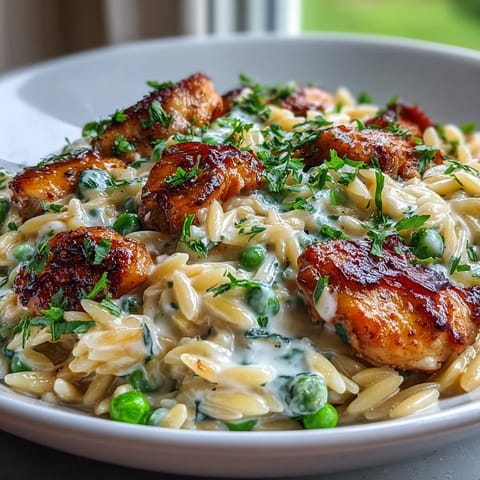 Delicious One-Pot Lemon Orzo with Chicken and Peas, a comforting spring meal ready in minutes.