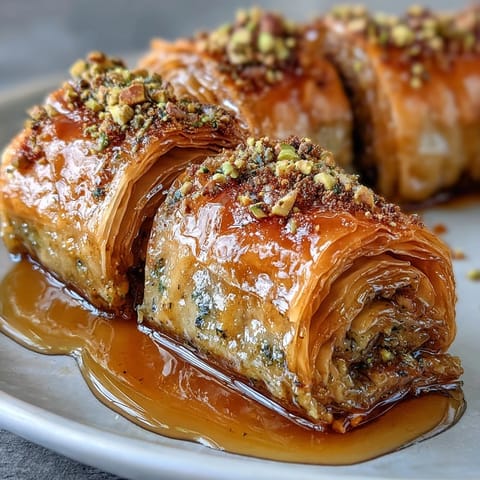 Pistachio Baklava Rolls
