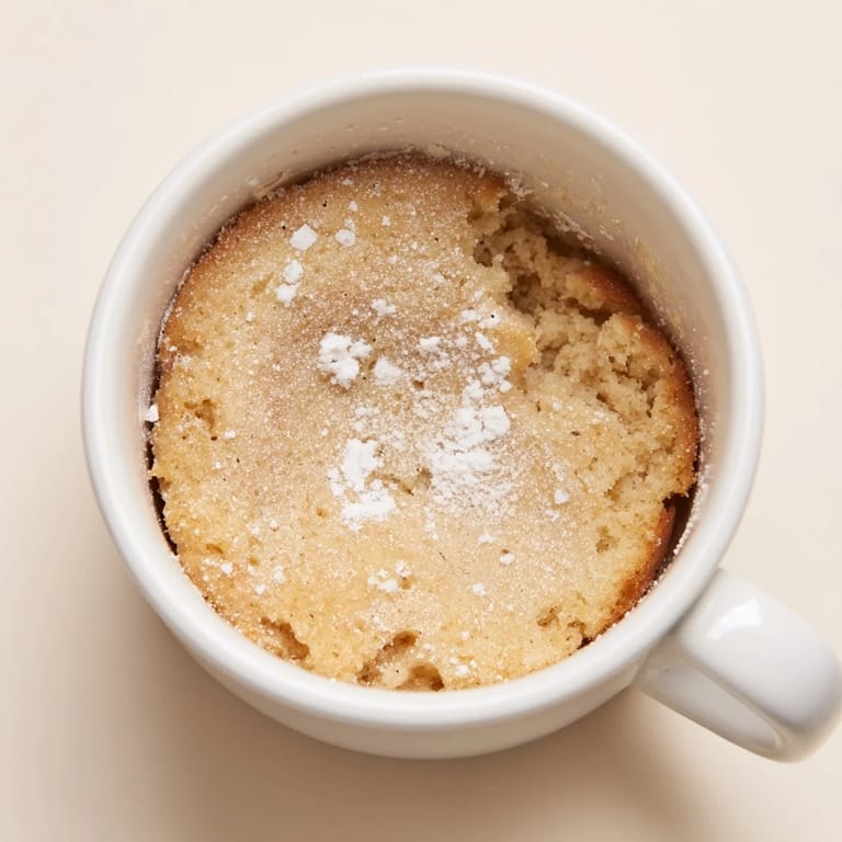 Enjoy a quick treat: a simple microwave mug cake, soft and ready for a tasty dessert.