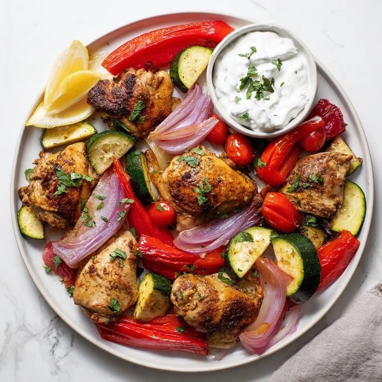 Close-up of a delicious Sheet Pan Chicken Shawarma, the perfect Middle Eastern dinner, full of flavor.
