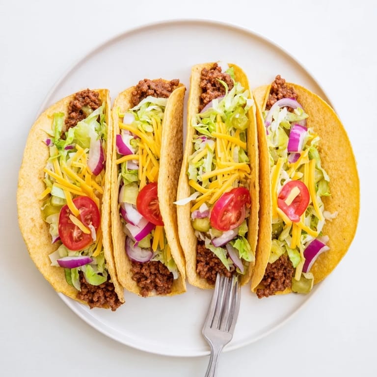 Deliciously messy close-up: a single Viral Cheeseburger Taco ready to be loaded with fixings.