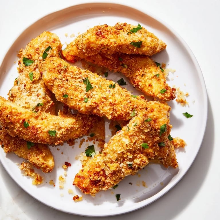 Golden brown Air Fryer Festive Chicken Tenders, perfectly air-fried and ready to be enjoyed with a tasty bite.