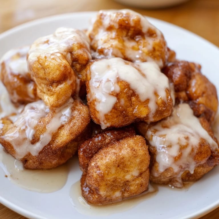 Sweet, pull-apart Easy Christmas Morning Monkey Bread with melting butter and a dusting of cinnamon sugar.
