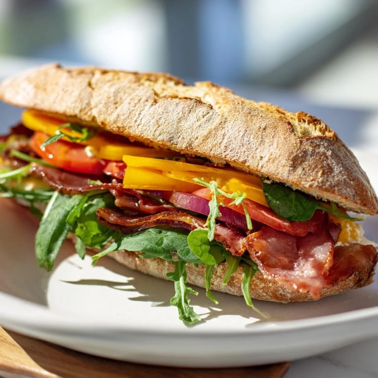 Golden-brown bread with bubbling cheese in a delicious Turkey Bacon, Spinach & Tomato Protein Grilled Cheese recipe.