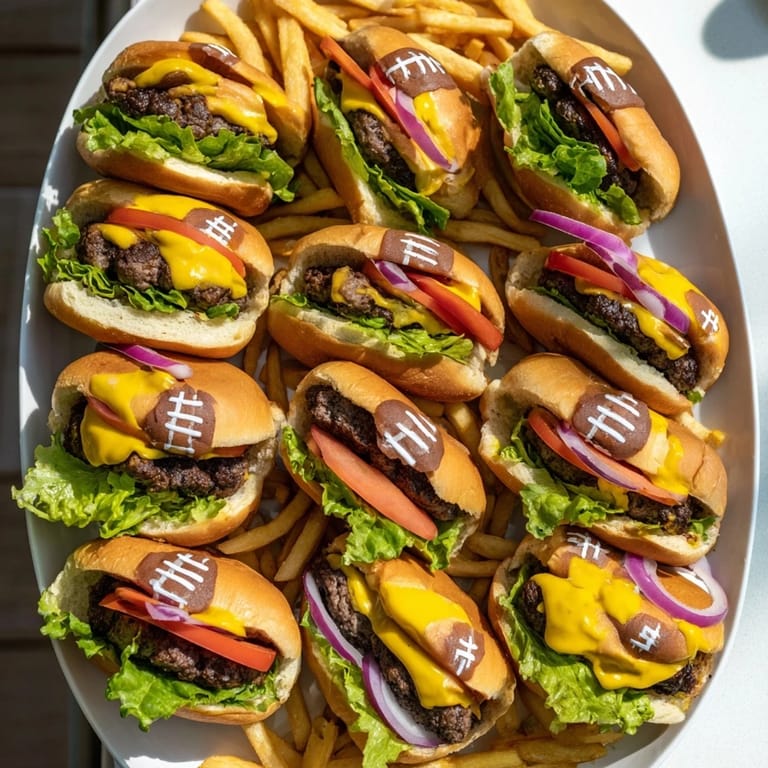 Gather your friends around for a game day spread of American Football Oval Burger Platter delight.
