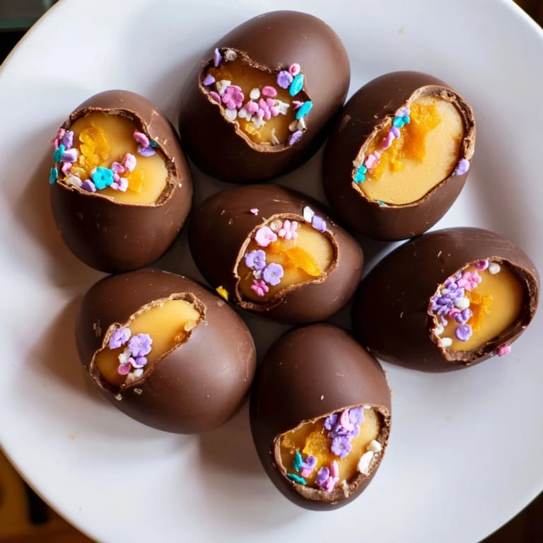 Homemade decorated egg candy sits beautifully, showing off colorful sprinkles and inviting textures.
