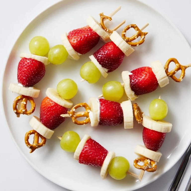 These colorful Strawberry Elf Hat Skewers present juicy fruit, perfect for a healthy celebration snack.
