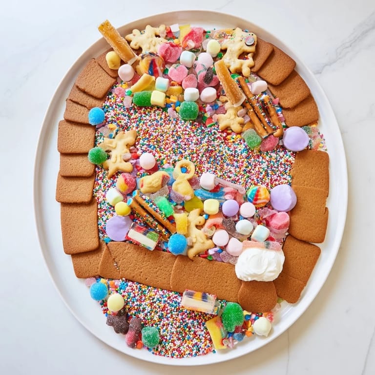 Bright and inviting photo of a playful Candy Land gingerbread path showcasing a delightful candy-filled dessert.