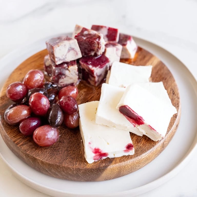 Delicious Ruby Red Wine Stain Board boasts a collection of red wine-soaked delicacies, ready to serve.