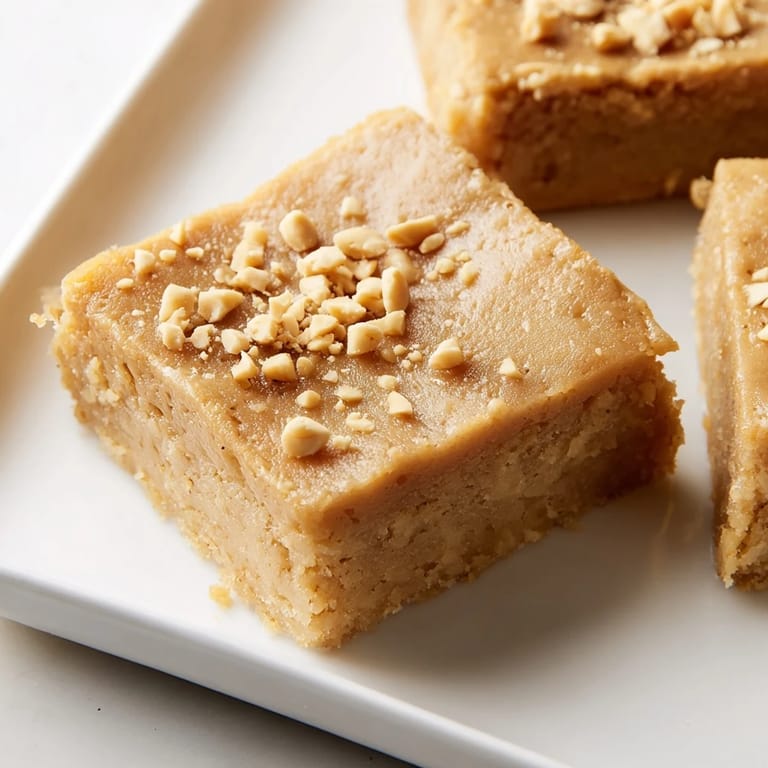 Close-up of fluffy peanut butter mochi cake, perfect for sharing, with a delightful chewy texture.