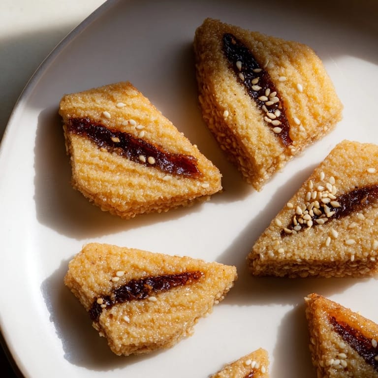 These fried makroudh feature a beautifully browned crust, showcasing traditional Tunisian dessert artistry, ready to eat.