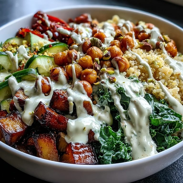 Colorful Mediterranean Buddha Bowl Meal Prep with warm bulgur pilaf, pistachios, roasted vegetables, and chickpeas, ideal for nutritious weekly meal planning.