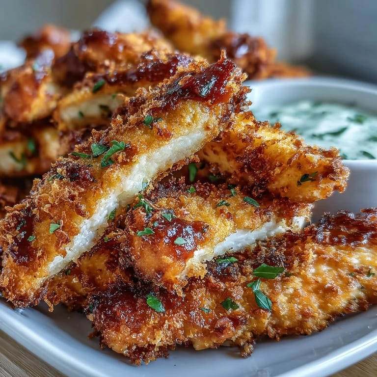 Freshly baked Crispy Baked Chicken Parmesan Fries arranged on a plate with chopped parsley garnish
