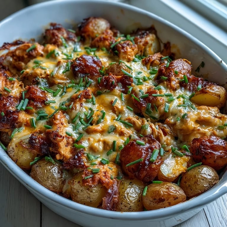 A hearty casserole dish served with extra ranch dressing on the side, perfect for a family dinner.