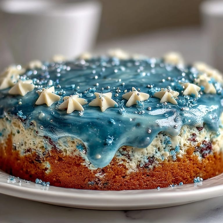 Whimsical Pisces Birthday Cake showcases marbled galaxy buttercream in ocean hues, adorned with edible stars for a dreamy, zodiac-inspired dessert.