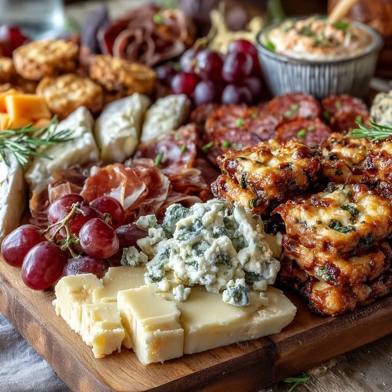 Crowd-pleasing charcuterie board with meats, cheeses, dips, and crackers for a festive housewarming celebration.