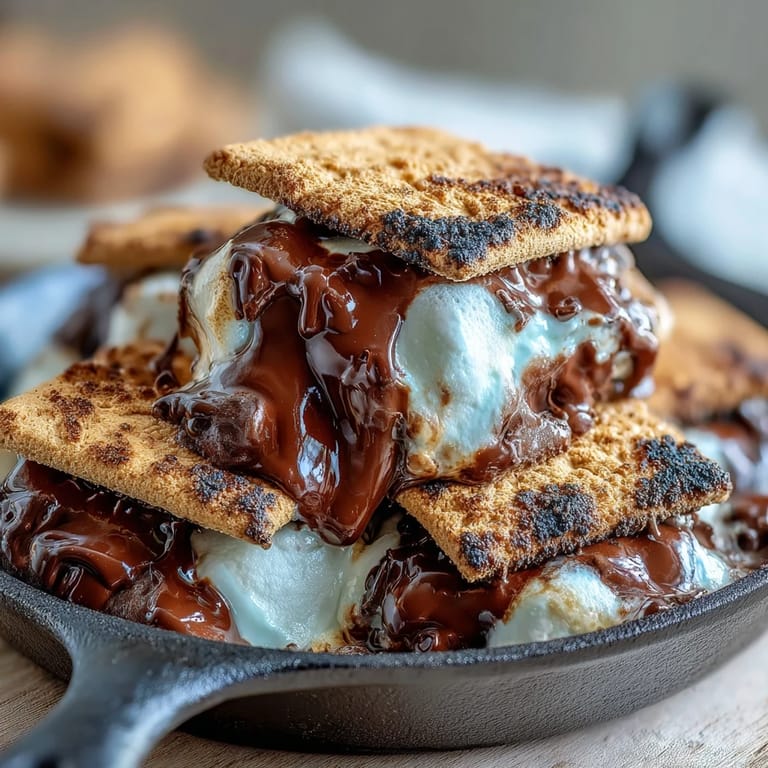 Golden toasted marshmallows melt over rich chocolate in this easy, crowd-pleasing 4th of July smores dip served warm in a skillet.