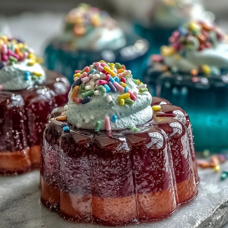 Generously topped Rainbow Jello Cups for Kids, a festive and vibrant treat.