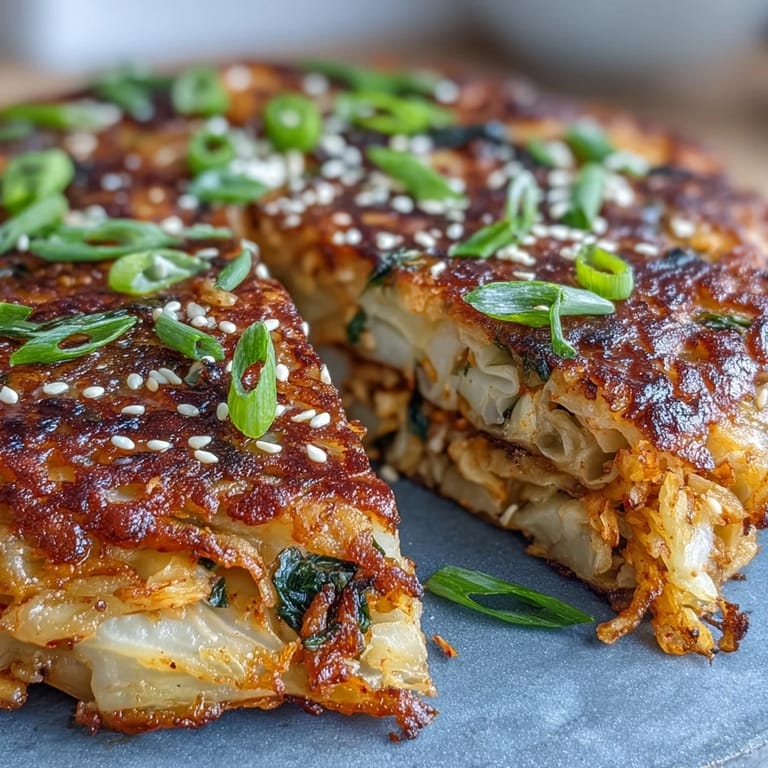 Pan-fried kimchi pancakes featuring bold, spicy flavors and a crispy exterior, perfect for sharing or snacking.