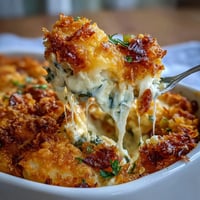 Creamy Jalapeño Cheddar Funeral Potatoes with golden cornflake topping, perfect for potlucks and family gatherings.